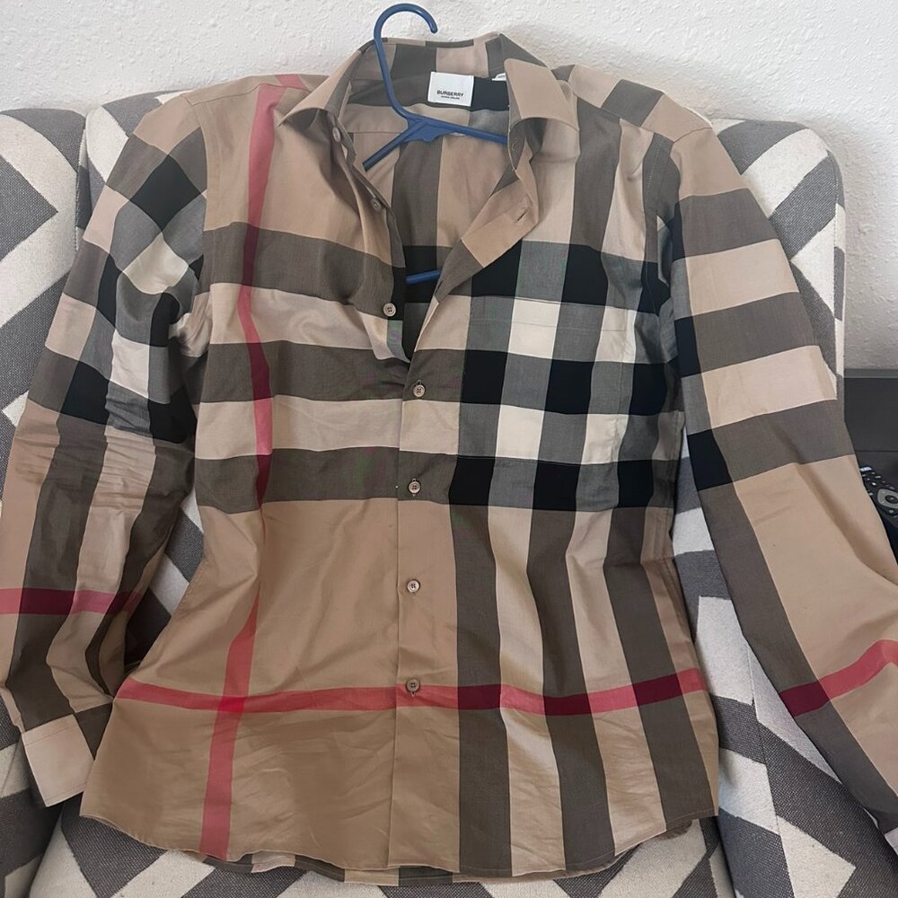 Authentic Burberry Men's Check Cotton Shirt